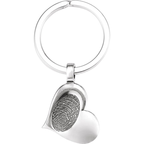 Sterling Silver Heart print You Touched My Heart Keyring