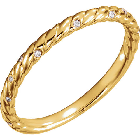 14k Yellow Gold 0.04 ctw. Diamond Rope Anniversary Ring, Size 7