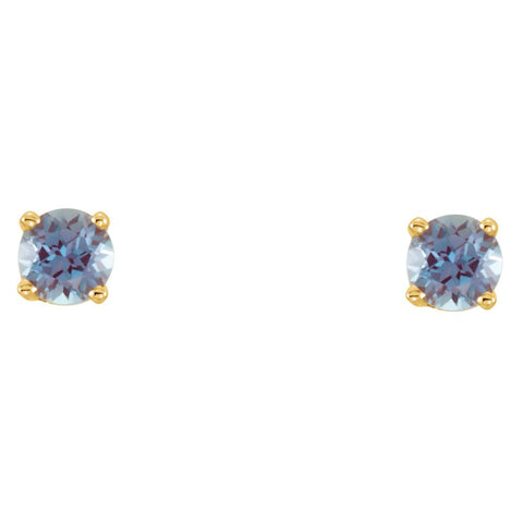 14k Yellow Gold Chatham® Lab-Grown Alexandrite Youth Earrings