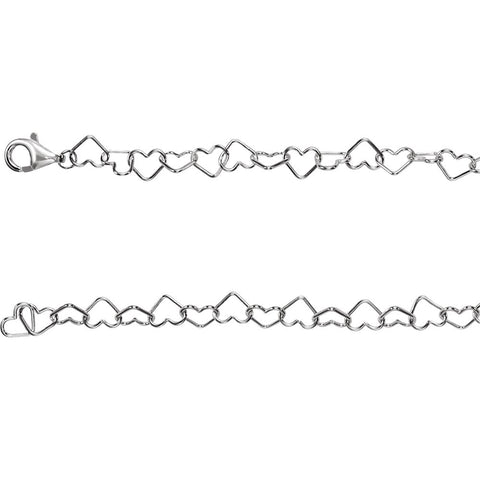 Sterling Silver 6mm Heart Link 20" Chain