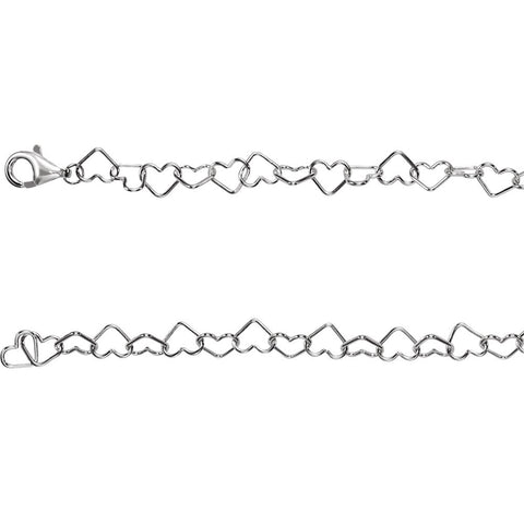 Sterling Silver 6mm Heart Link 18" Chain
