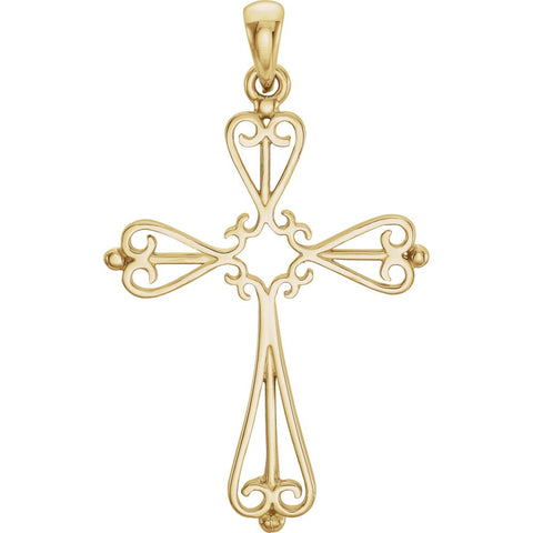 18k Yellow Gold 33x25mm Cross Pendant Mounting