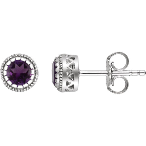14k White Gold Amethyst "February" Birthstone Earrings