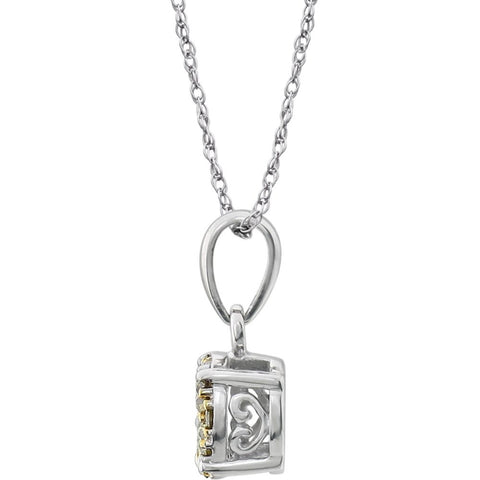 14k White Gold 1/5 CTW Yellow Diamond 18" Necklace