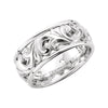 Openwork Hand-Engraved Wedding Band Ring in 14k White Gold ( Size 7 )