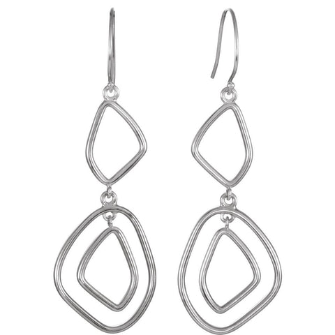 14k White Gold Open Silhouette Dangle Earrings