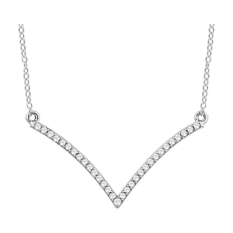 14k White Gold 1/6 CTW Diamond "V" 18" Necklace