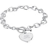 7 mm Cable Bracelet with Toggle Clasp and Heart Charm in Sterling Silver ( 8 Inch )