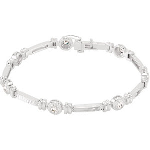 14k White Gold 1 CTW Diamond Line Bracelet