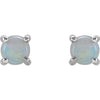 14k White Gold 5mm Round Opal Cabochon Earrings