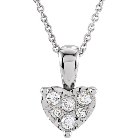 14k White Gold 1/8 CTW Diamond Heart 18" Necklace