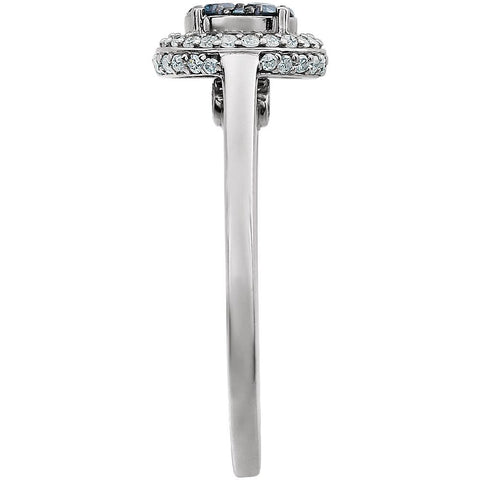 14k White Gold 1/2 CTW Blue & White Diamond Ring, Size 7