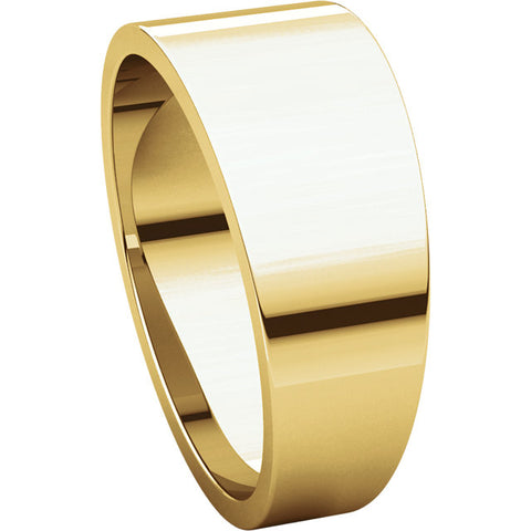 14k Yellow Gold 8mm Flat Tapered Band, Size 10