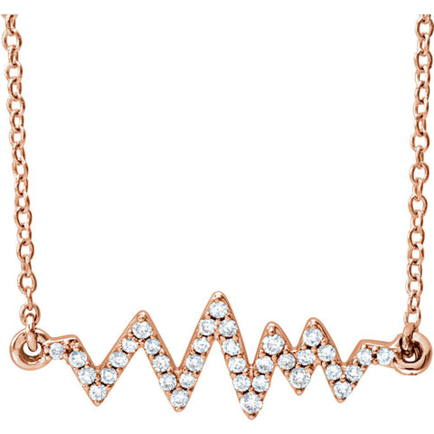 14k Rose Gold 1/6 CTW Diamond Heartbeat 16-18" Necklace