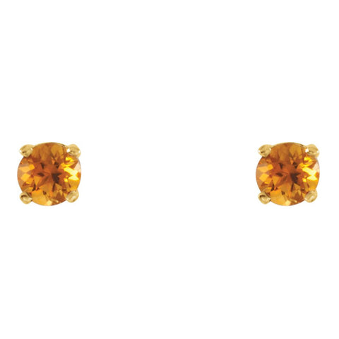 14k Yellow Gold Imitation Citrine Youth Earrings