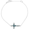 14k White Gold 3/8 ctw. Diamond Sideways Cross 8-inch Bracelet