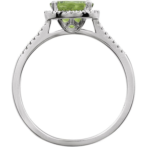 Sterling Silver Peridot & .01 CTW Diamond Ring, Size 7