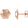 14k Rose Gold 1/6 ctw. Diamond Geometric Earrings with Backs
