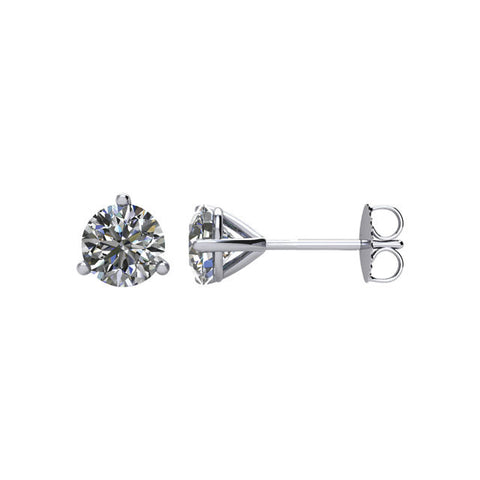 14k White Gold 1/4 CTW Diamond Threaded Post Earrings