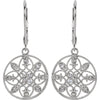 14k White Gold 1/4 CTW Diamond Filigree Lever Back Earrings