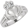 00.04 CTTW Diamond Claddagh Ring in 14k White Gold ( Size 6 )