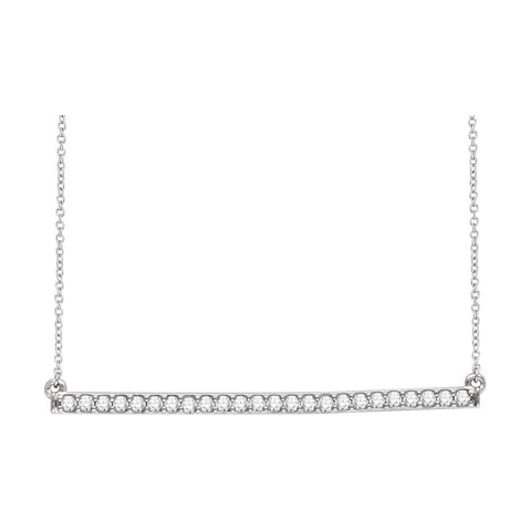 14k White Gold 1/3 CTW Diamond Bar 16-18" Necklace