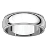 14k White Gold 6mm Milgrain Band, Size 15