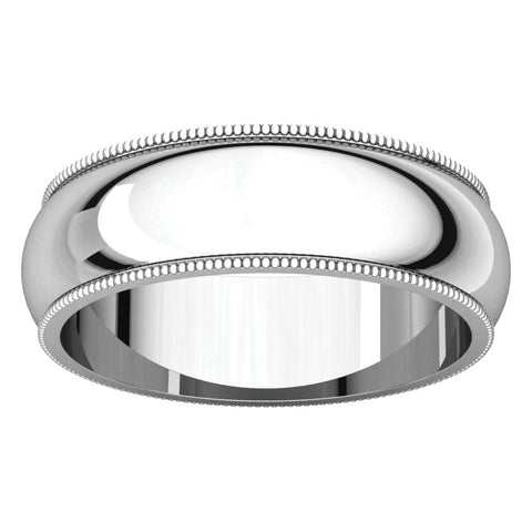 Sterling Silver 6mm Milgrain Band, Size 12