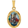 13.00x10.00 mm Porcelain St. Christopher Pendant in 14K Yellow Gold