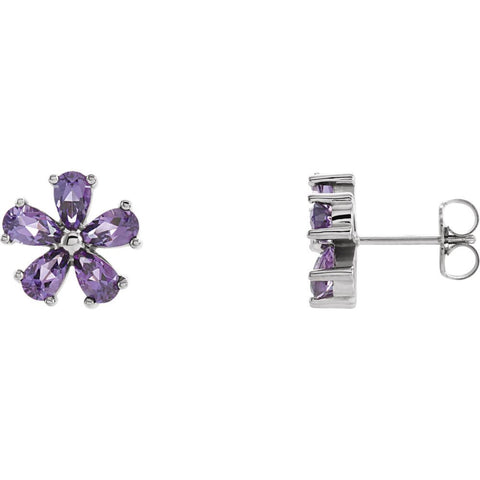 14k White Gold Amethyst Earrings
