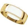 10k Yellow Gold 6mm Light Milgrain Band, Size 12