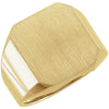 18.00x16.00 mm Men's Signet Ring with Brush Finished Top in 14K Yellow Gold ( Size 10 )