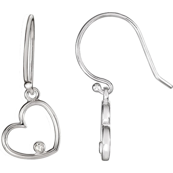 Sterling Silver .03 CTW Diamond Heart Earrings