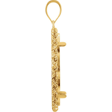 14k Yellow Gold 27x2mm Tab Back Solid Rope Coin Frame Pendant for U.S. $10.00 or 1/2 Ounce Chinese Panda