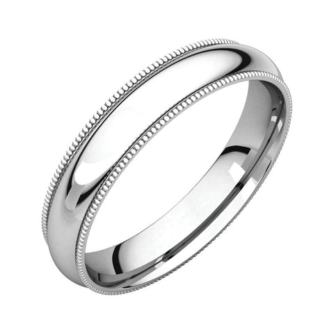 Sterling Silver 4mm Milgrain Comfort Fit Band, Size 7