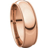 14k Rose Gold 6mm Milgrain Comfort Fit Band, Size 11