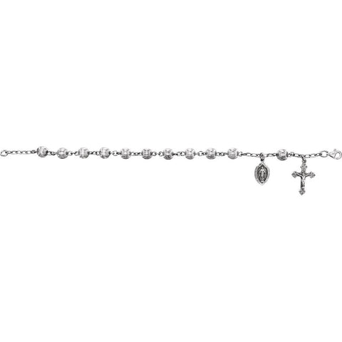 Silver Bead Rosary Bracelet