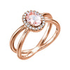 14k Rose Gold Morganite & 1/10 ctw. Diamond Ring, Size 7