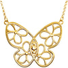 Butterfly & Floral Center or Necklace in 14K Yellow Gold