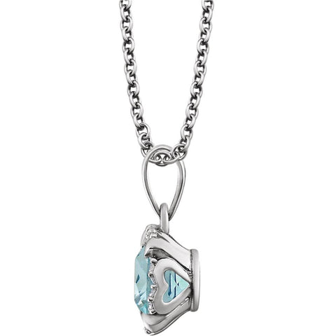 14k White Gold Sky Blue Topaz & .05 CTW Diamond 18" Necklace
