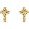 14k Yellow Gold Rope Cross Earrings