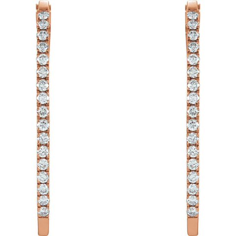 14k Rose Gold 1/2 CTW Diamond Hoop Earrings