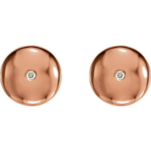14k Rose Gold .03 CTW Diamond Domed Earrings