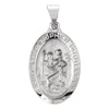 23.50x16.00 mm Hollow Oval St. Christopher Medal in 14K White Gold