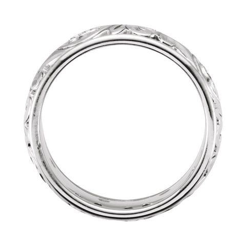 14k White Gold Hand Engraved Band Size 7