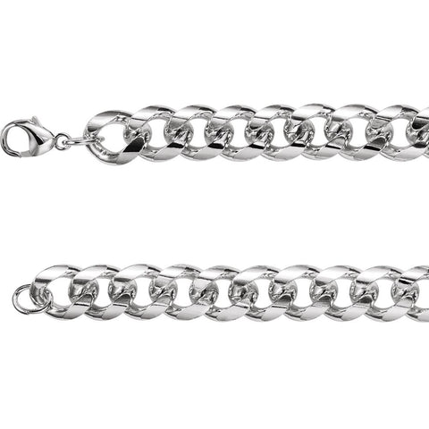 12.3 mm Curb Chain Bracelet Bracelet in Sterling Silver ( 9.00-Inch )