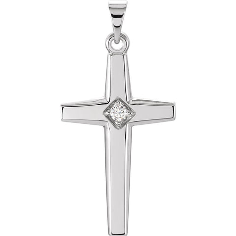 14k White Gold Cross Pendant