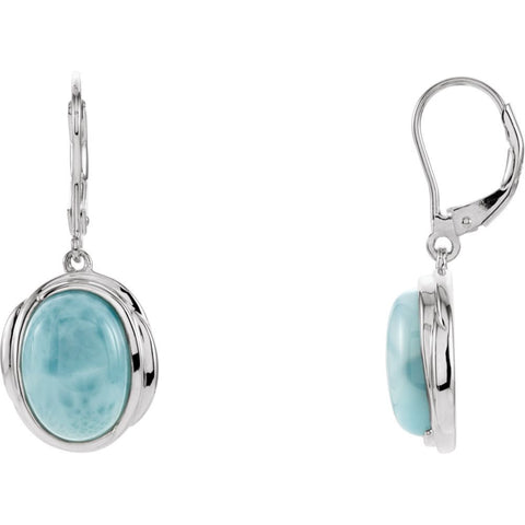 Sterling Silver Larimar Lever Back Earrings