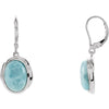 Pair of 14.00x10.00 mm Genuine Larimar Earrings in Sterling Silver