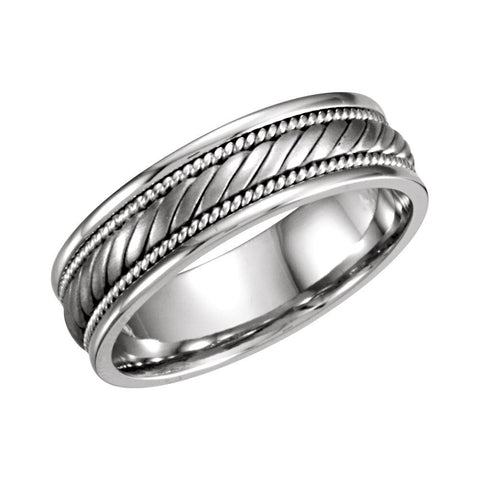 14k White Gold 6.75mm Hand Woven Band Size 10.5